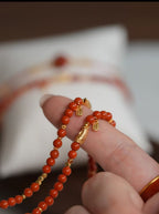 Natural Nanhong Agate Beaded Bracelet