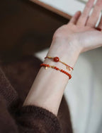 Natural Nanhong Agate Beaded Bracelet