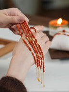 Natural Nanhong Agate Beaded Bracelet