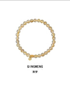 Natural Golden Rutilated Quartz Bracelet | 5.6mm Beads |  Handmade Jewelry