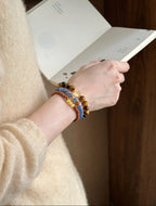 Natural Kyanite & Tiger’s Eye Beaded Bracelet |  Handmade Jewelry