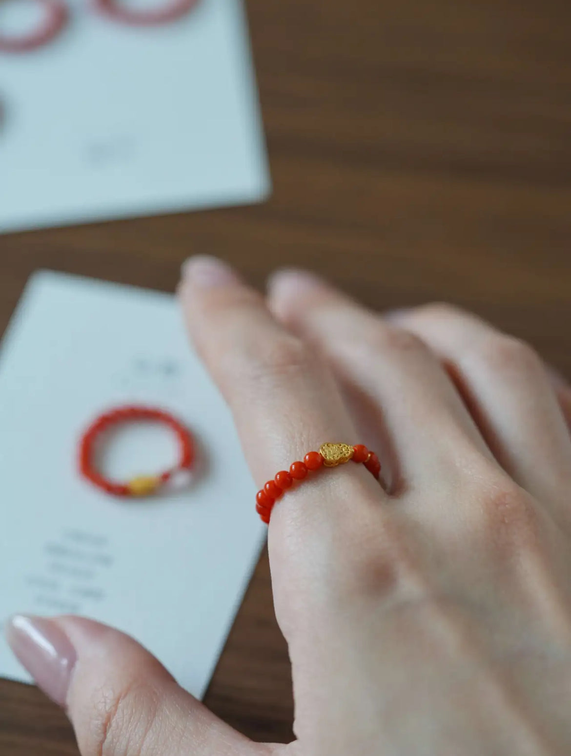 Natural Nanhong Agate Elastic Beaded Bracelet | 3mm Beads |  Handmade Jewelry