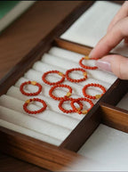 Natural Nanhong Agate Elastic Beaded Bracelet | 3mm Beads |  Handmade Jewelry