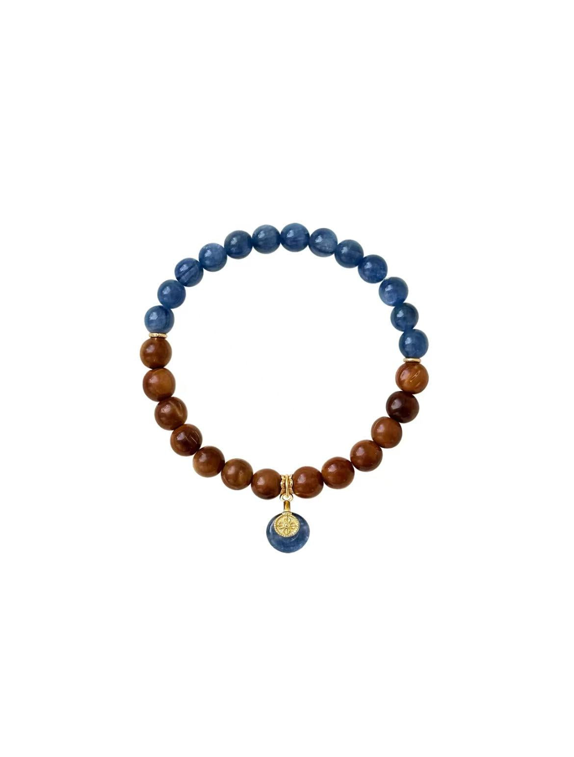 Natural Kukui & Kyanite Beaded Bracelet | 6mm Beads | Handmade Jewelry