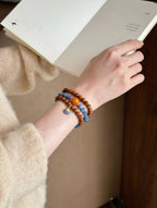 Natural Kukui & Kyanite Beaded Bracelet | 6mm Beads | Handmade Jewelry