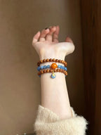 Natural Kukui & Kyanite Beaded Bracelet | 6mm Beads | Handmade Jewelry