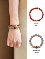 Natural Red Agate & Hetian Jade Beaded Bracelet | Handmade Jewelry