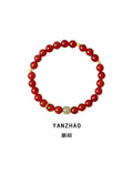 Natural Red Agate & Hetian Jade Beaded Bracelet | Handmade Jewelry
