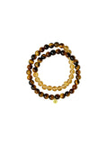 Natural Citrine & Tiger’s Eye Double-Wrap Bracelet | S925 Sterling Silver Handmade Jewelry