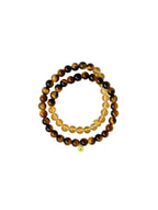 Natural Citrine & Tiger’s Eye Double-Wrap Bracelet | S925 Sterling Silver Handmade Jewelry