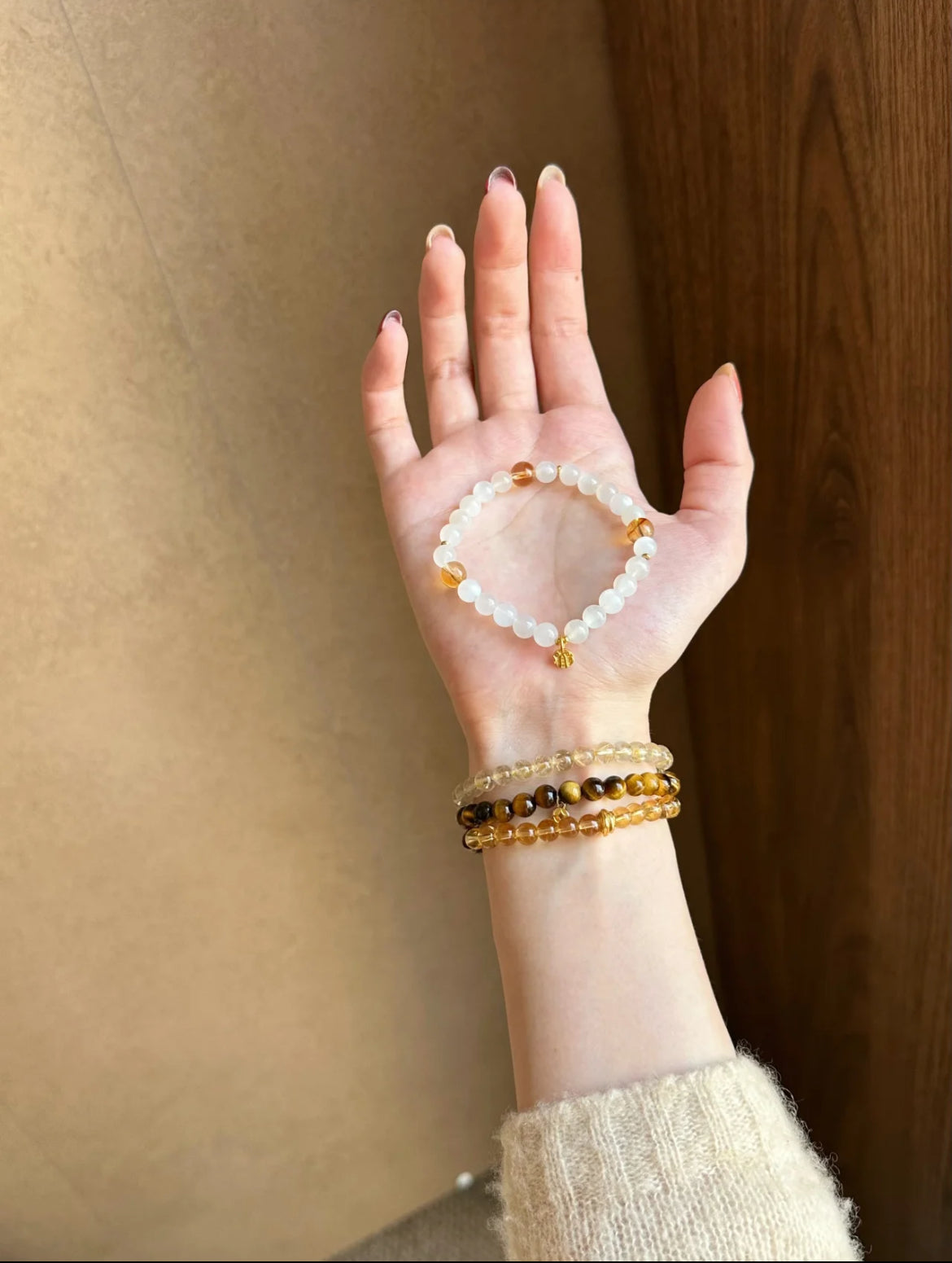 Natural White Moonstone & Quartz Crystal Bracelet | S925 Sterling Silver Handmade Jewelry