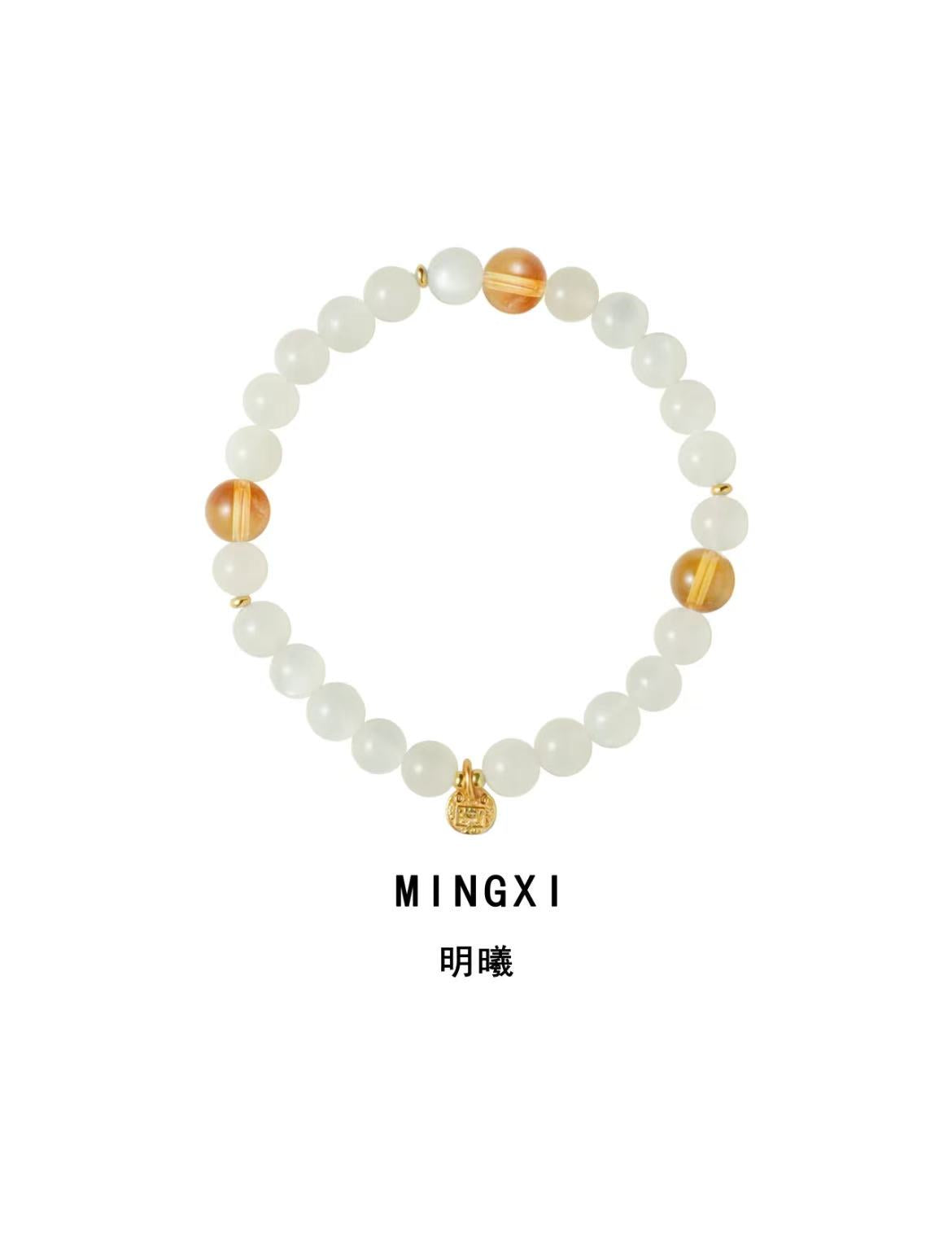 Natural White Moonstone & Quartz Crystal Bracelet | S925 Sterling Silver Handmade Jewelry