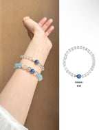 Natural Clear Quartz, Kyanite & Pearl Bracelet | S925 Sterling Silver Handmade Jewelry