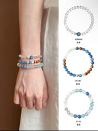 Natural Clear Quartz, Kyanite & Pearl Bracelet | S925 Sterling Silver Handmade Jewelry