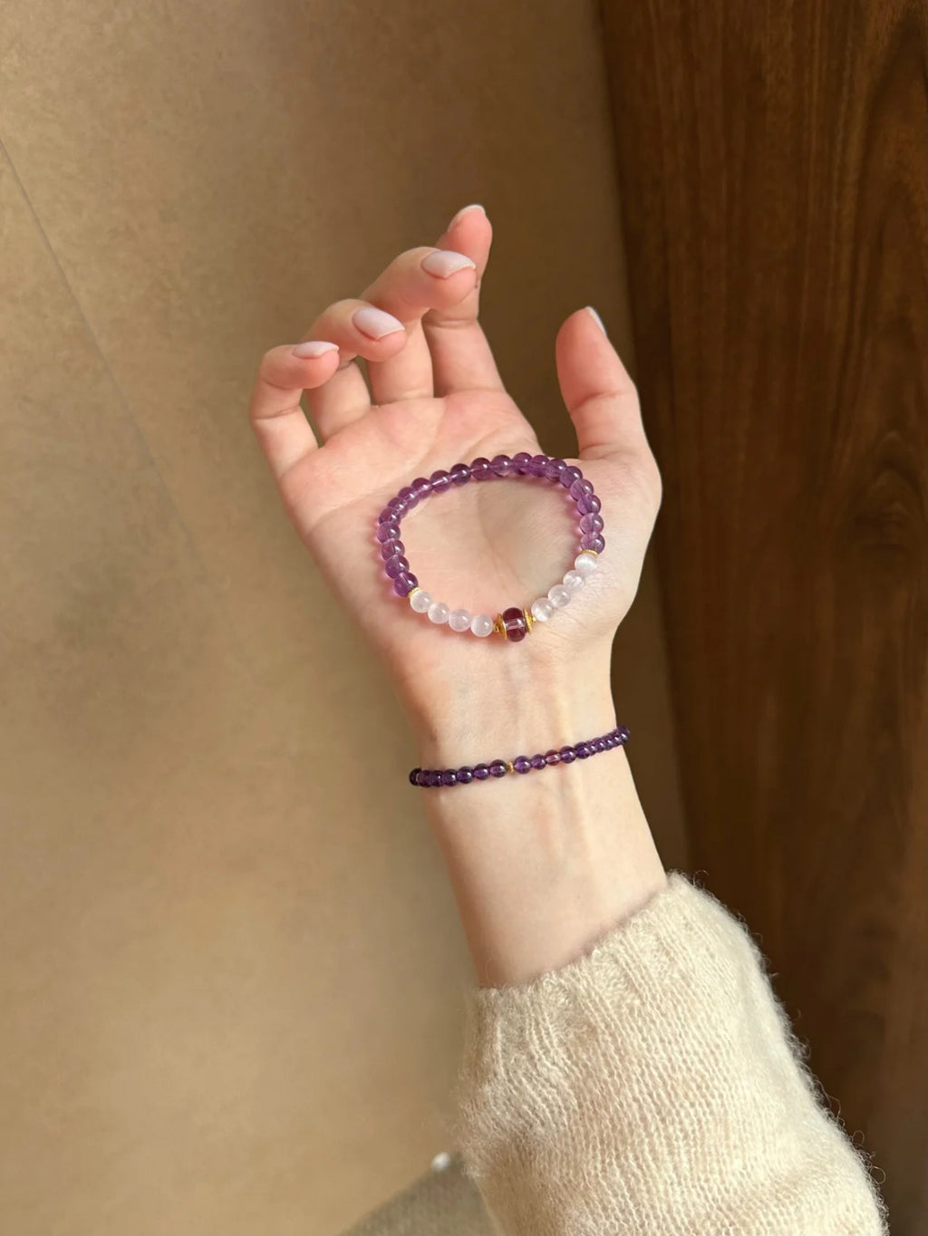 Natural Amethyst &  Purple Mica Bracelet in S925 Sterling Silver