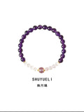 Natural Amethyst &  Purple Mica Bracelet in S925 Sterling Silver