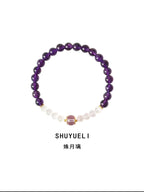 Natural Amethyst &  Purple Mica Bracelet in S925 Sterling Silver