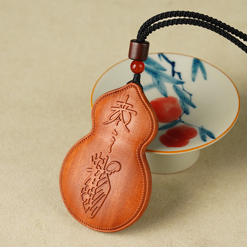 Taoist Gourd Pendant | Putuo Mountain Lightning-Struck Jujube Wood Amulet | Blessing Car Charm
