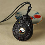 Longhu Mountain Dragon Tiger Talisman Pendant – Shan Gui Coin Protection Amulet (Ebony Wood Charm)