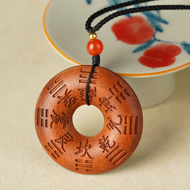 Longhu Mountain Taoist Amulet | Jujube Wood Spirit Coin | Hand-Carved Peace Pendant