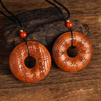 Longhu Mountain Taoist Amulet | Jujube Wood Spirit Coin | Hand-Carved Peace Pendant