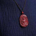 Cinnabar Zodiac Guardian Pendant – Eight Buddhist Protectors Necklace (Natural Purple-Gold Cinnabar Amulet)