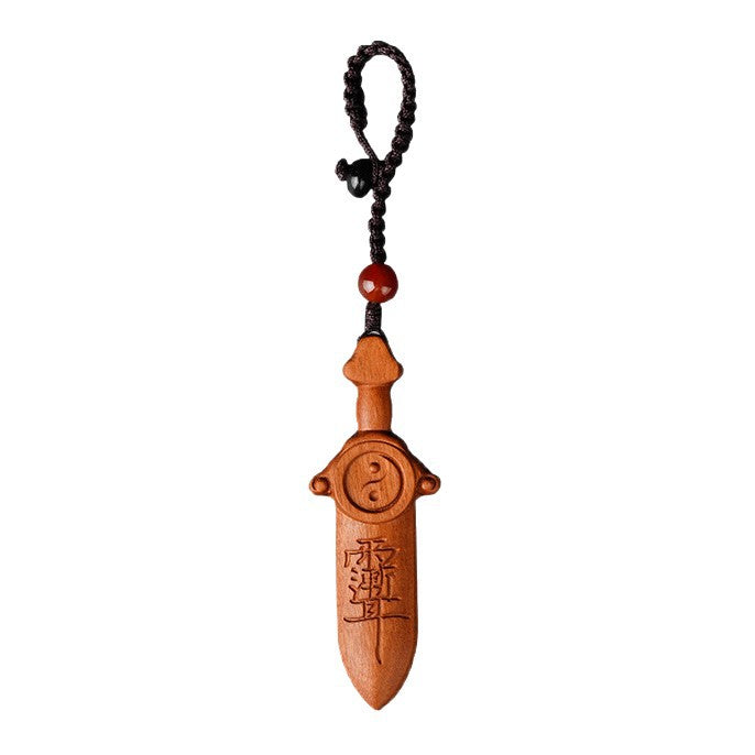 Taoist Protection Sword | Seven-Star Tai Chi Pendant | Lightning-Struck Jujube Wood