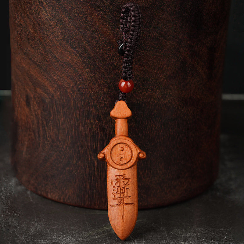 Taoist Protection Sword | Seven-Star Tai Chi Pendant | Lightning-Struck Jujube Wood