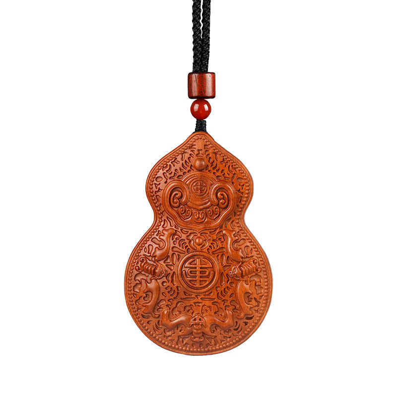 Taoist Gourd Pendant | Putuo Mountain Lightning-Struck Jujube Wood Amulet | Blessing Car Charm