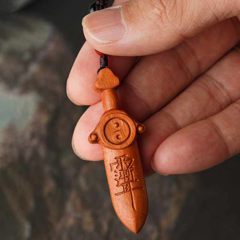 Taoist Protection Sword | Seven-Star Tai Chi Pendant | Lightning-Struck Jujube Wood