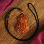 Taoist Gourd Pendant | Putuo Mountain Lightning-Struck Jujube Wood Amulet | Blessing Car Charm